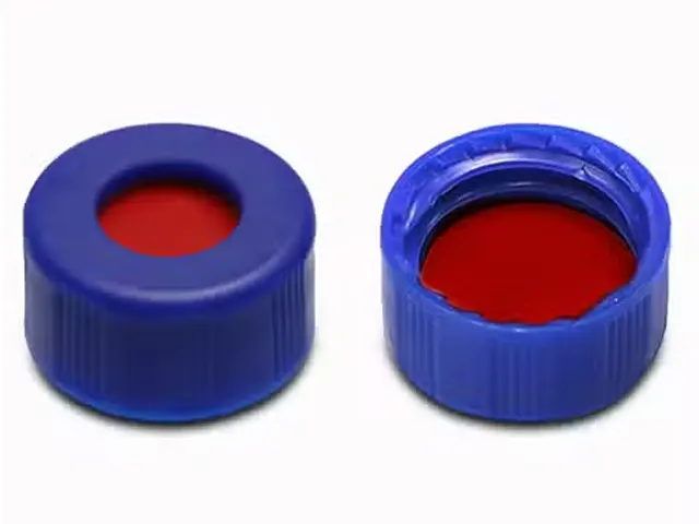 Tampa Azul com Septo PTFE Vermelho Rosca 9 mm para Vial