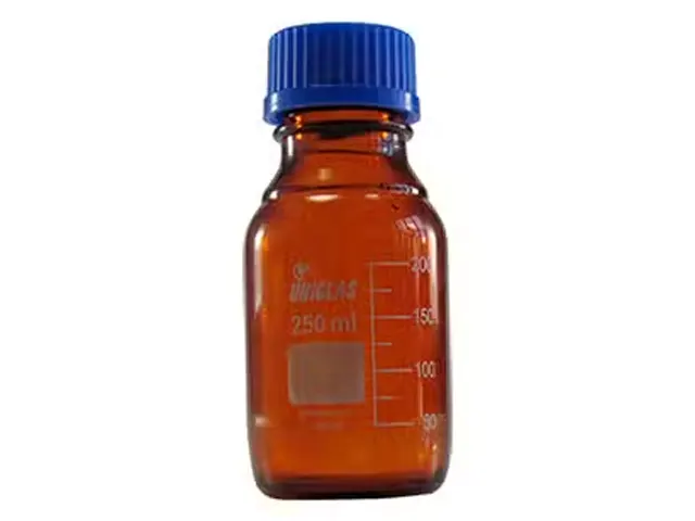 Frasco Reagente Boro Âmbar Graduado com Tampa Rosca e Anti Gotas 250ml