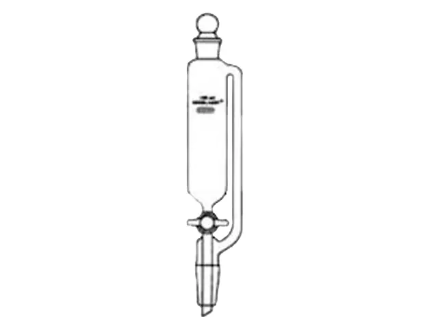 Funil Separação e Adição Tipo Cilíndrico Graduado com Torneira de Vidro Junta Macho 24/40 250ml