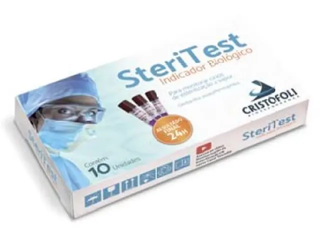 Indicador Biológico para Monitoramento de Esterilização a Vapor Steritest 10 Unidades