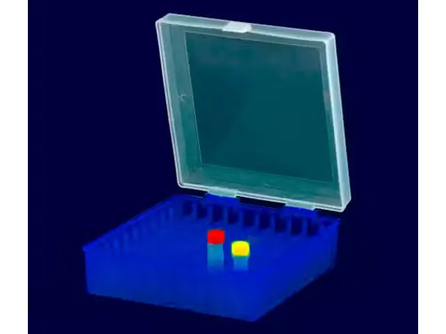 Criobox para 100 Tubos de 2ml Tampa com Dobradiça Azul