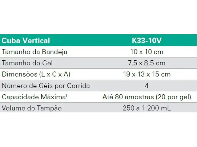 Cuba de Eletroforese Vertical 10x10cm K33-10V Kasvi Netlab