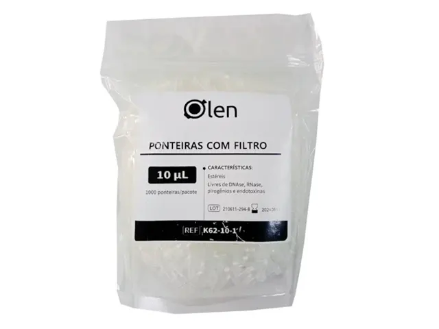 Ponteira com Filtro Estéril 0.1-10 uL 1.000 Unidades Olen Netlab