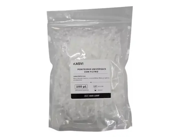 Ponteira com Filtro Baixa Retenção 50-1.000 uL 1.000 Unidades Kasvi Netlab