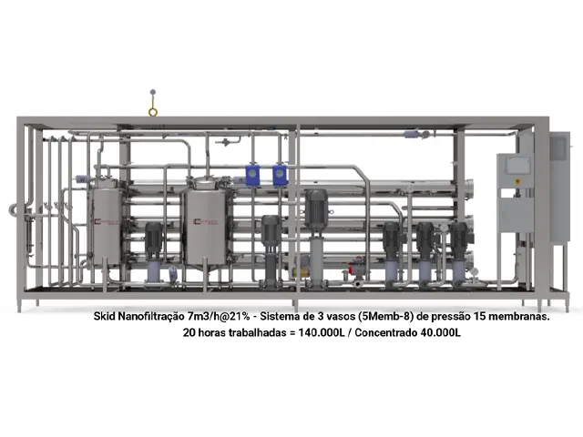Sistema de Filtração por Membrana Nanofiltração 7m³/h