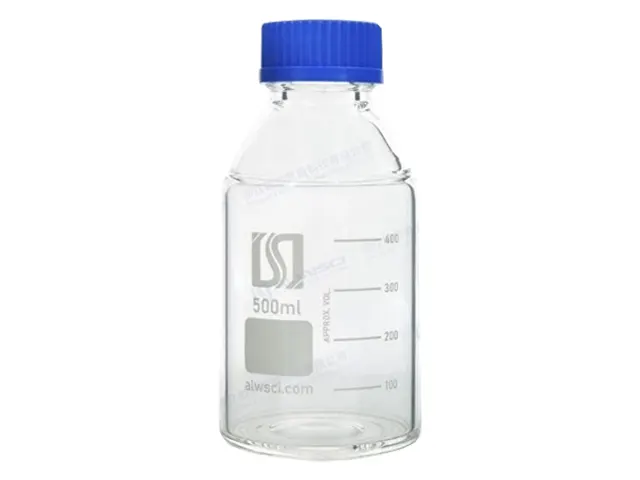 Frasco Reagente Transparente Graduado com Tampa Rosca GL em Vidro Boro 3.3 500ml