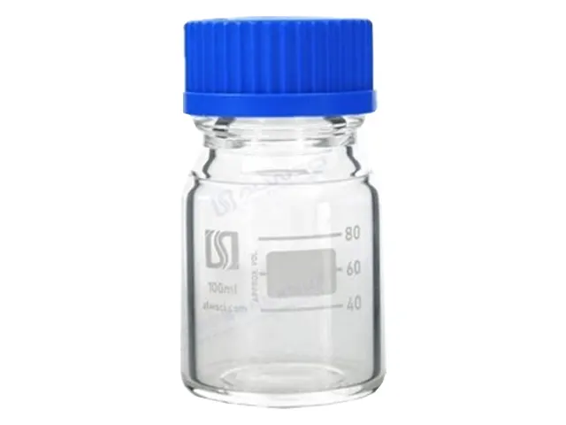 Frasco Reagente Transparente Graduado com Tampa Rosca GL em Vidro Boro 3.3 100ml