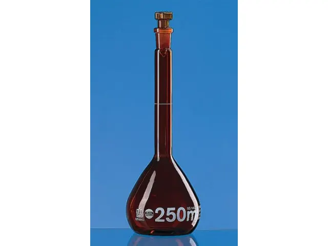 Balão Volumétrico em Vidro Âmbar Classe A com Tampa de Vidro 100ml Brand