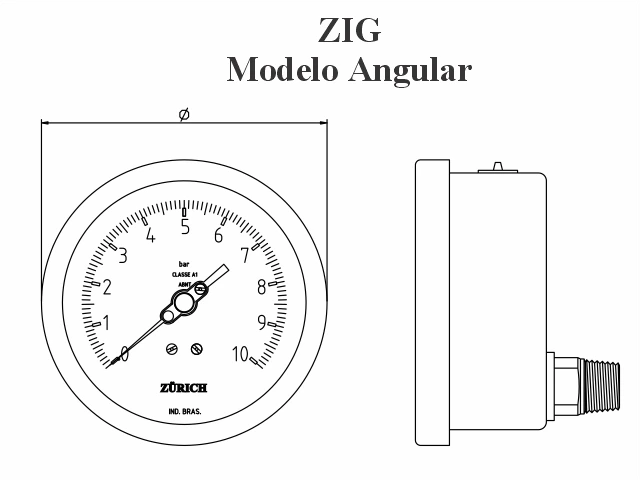 Manômetro de Processo Horizontal Modelo ZIG