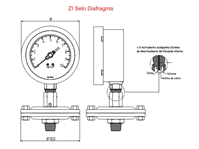 Manômetro com Selo Diafragma ZI.SD
