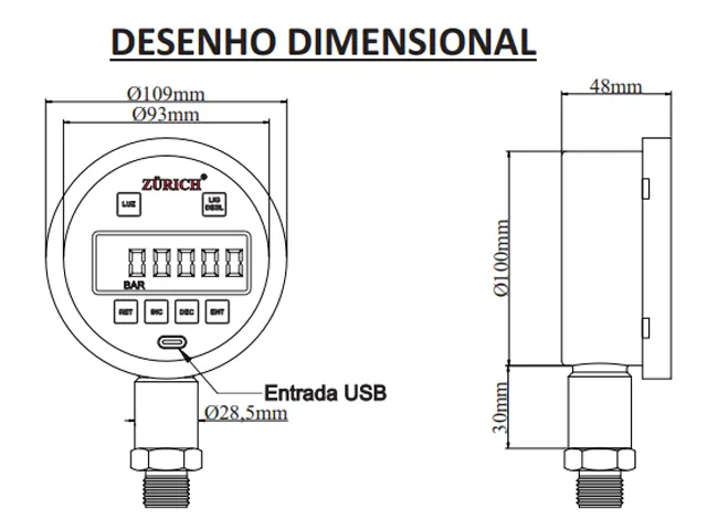 Manômetro Digital Registrador e Monitorador Z.10.RG