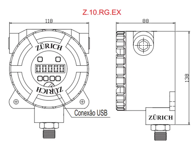 Manômetro Digital e Registrador à Prova de Explosão Z.10.RG.EX