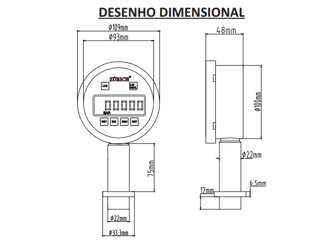Manômetro Digital para Homogeneizador Z.10.B.HOMO
