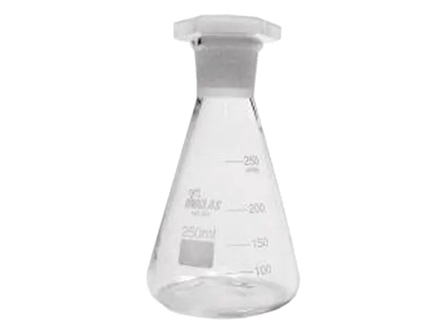 Frasco Erlenmeyer Boca Estreita com Junta e Rolha de Polipropileno 100ml