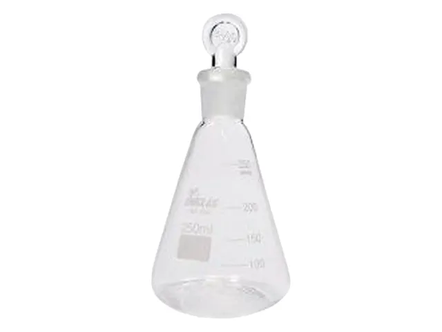 Frasco Erlenmeyer Boca Estreita com Junta e Rolha de Vidro 125ml