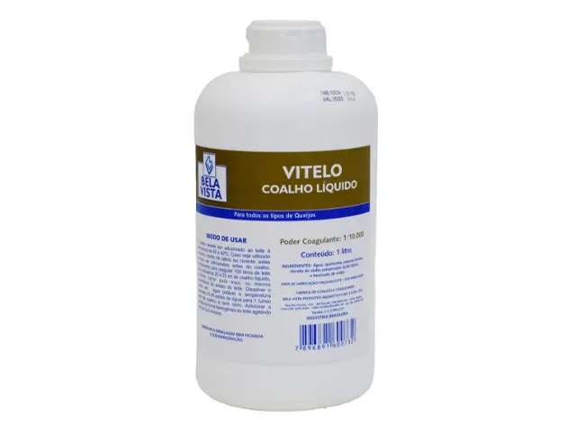 Coalho de Vitelo Bela Vista 1:10.000 Líquido Para Produção de Queijos 1L