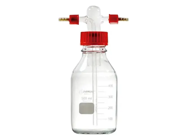 Frasco Lavador de Gás Cabeça Tipo Drechsel com Frasco Graduado sem Placa Porosa 250 ml Laborglas