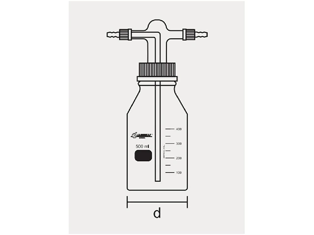 Frasco Lavador de Gás Cabeça Tipo Drechsel com Frasco Graduado e Placa Porosa 1000 ml Laborglas