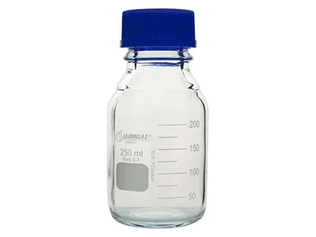 Frasco Reagente com Rosca, Tampa e Anel Antigota Azul 5.000 ml Laborglas
